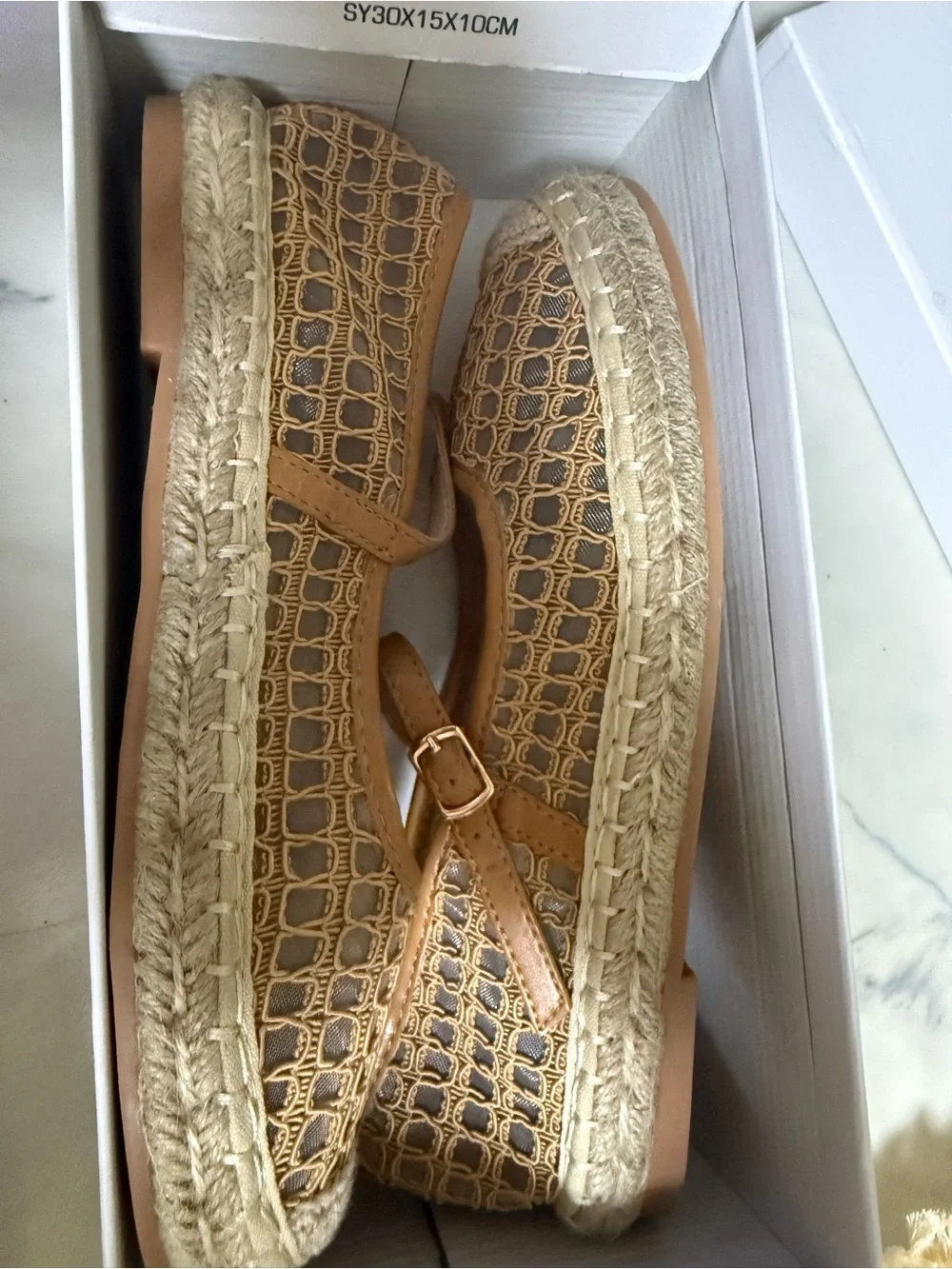 Women’s Tan Espadrille Mary Jane Flats